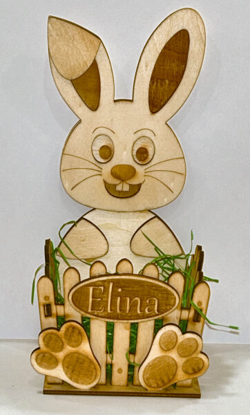 Osterhase aus Holz mit Namensgravur