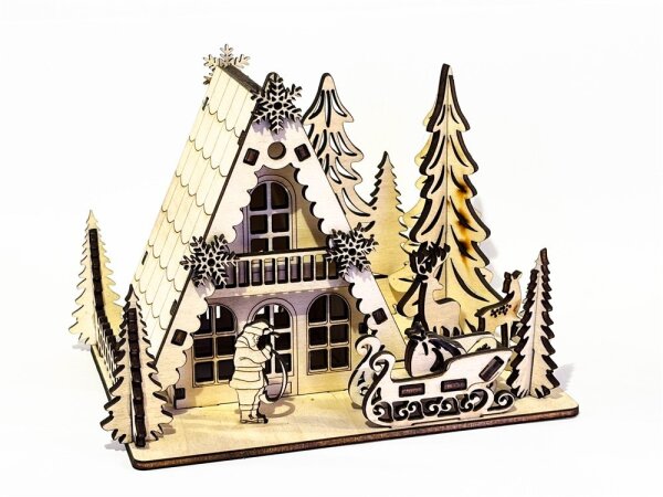 Handgefertigtes Holz-Weihnachtshaus Nr. 05