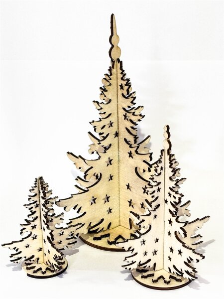 Holz-Tannenbaum Set (3-teilig)